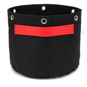 247Garden 1-Gallon Fabric Training Pot W/ 6 Support Rings, 260GSM, Black Grow Bag w/Short Red Handles