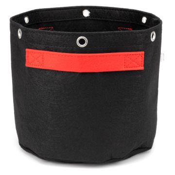 247Garden 3-Gallon Fabric Training Pot W/ 6 Support Rings, 260GSM, Black Grow Bag w/Short Red Handles