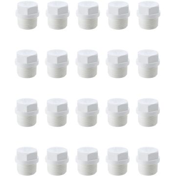 20-Pack 3/4" SCH-40 PVC Male Threaded Plug Pipe Fittings, Plumbing Grade NSF-PW UPC ASTM ANSI D2466