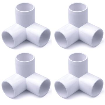 4-Pack 1/2 in. 3-Way PVC Elbow Fittings ASTM SCH40 Furniture-Grade Connectors