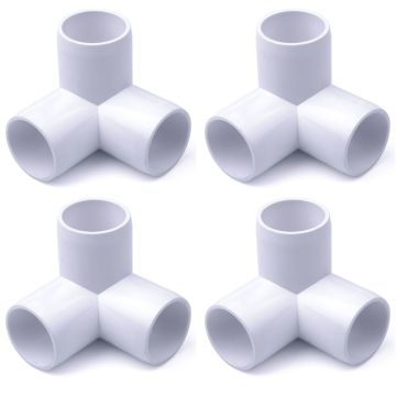 4-Pack 1 in. PVC 3-Way Elbow Fittings ASTM SCH40 Furniture-Grade Connectors
