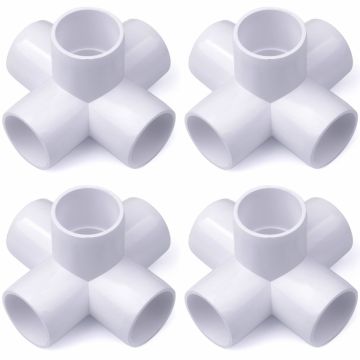 4-Pack 1/2 in. PVC 5-Way Elbow Fittings ASTM SCH40 Furniture-Grade Connectors