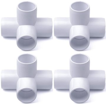 4-Pack 1/2 in. 4-Way SCH40 PVC Elbow Fittings ASTM Furniture-Grade Pipe Connectors