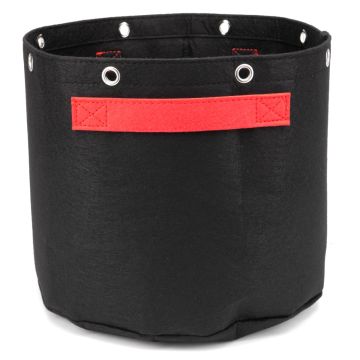 247Garden 5-Gallon Bonsai Training Fabric Pot W/ 8 Support Rings, 260GSM, Black Grow Bag w/Short Red Handles 10H x 12D