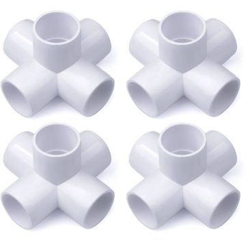 4-Pk 3/4 in. 5-Way PVC Elbows ASTM SCH40 Furniture-Grade Construction Fittings