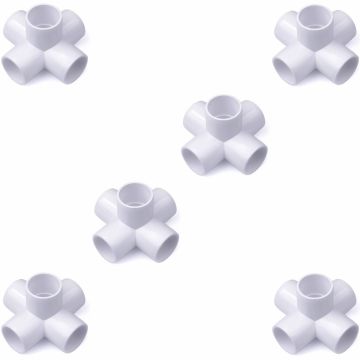 6-Pack 1/2 in. PVC 5-Way Elbow Fittings ASTM SCH40 Furniture-Grade Connectors