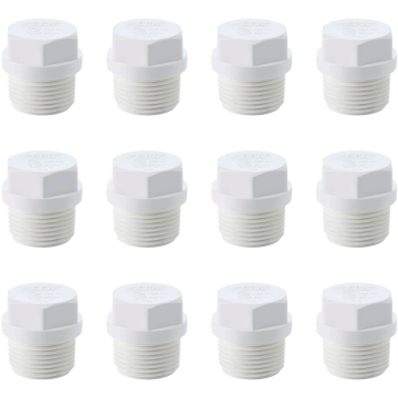 12-Pack 1/2 in. Schedule 40 Male Thread Plugs, NSF/ASTM Pipe Fittings (MPT) SCH40 ASTM D2466