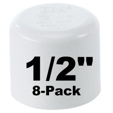 8-Pk 1/2 in. Schedule 40 PVC Cap/End Plug NSF Pipe Fitting (Socket) SCH40 ASTM D2466