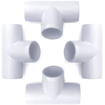 4-Pack 1/2" Tee PVC Furniture-Grade Fittings ASTM SCH40