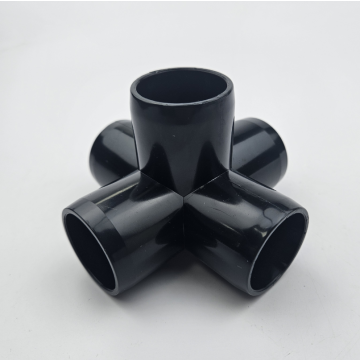 Black 1/2" PVC 5-Way Elbow & Cross Fitting - ASTM SCH40 Furniture-Grade