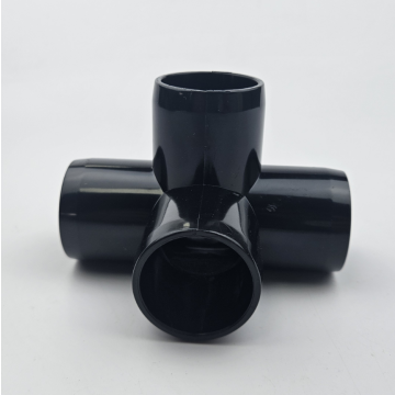 Black 3/4" 4-Way PVC Elbow ASTM SCH40 Furniture-Grade Fitting