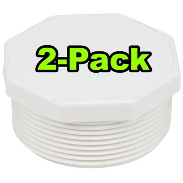 2-Pack 2 in. Schedule 40 PVC Male Threaded Plug/MPT End Cap Pipe Fitting NSF SCH40 ASTM D2466 2"