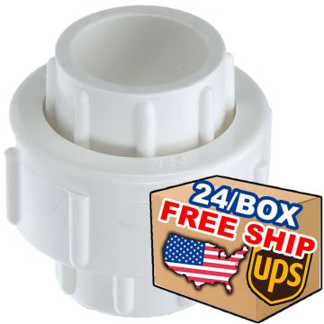 24/Box 2 in. Schedule 40 PVC Unions w/ EDDM O-Ring Sch-40/80 Pipe Repair/Joint Fitting, Socket