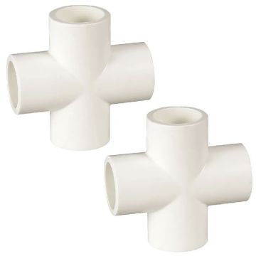 2-Pack 3/4" PVC Cross 4-Way Plumbing-Grade NSF Fittings ASTM D2466