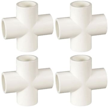 4-Pack 3/4" PVC Cross 4-Way Plumbing-Grade NSF Fittings ASTM D2466