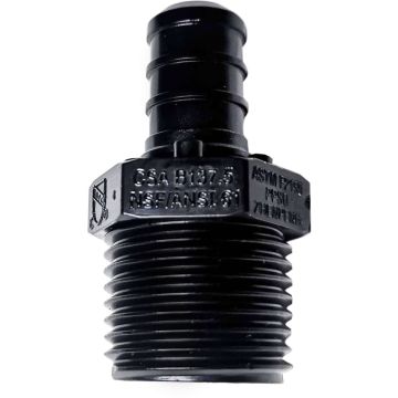 3/4" PEX Crimp x 3/4" Male NPT Adapter Plastic PPSU Poly Alloy PEX-B Fitting ASTM F2159, cUPC, NSF/ANSI 61