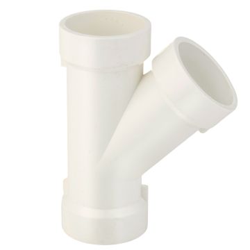 4 in. DWV Wye Hub Skew Y-Tee Drain Waste Vent PVC Fitting ASTM D2665 NSF