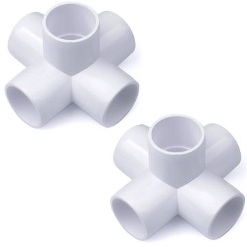 2-Pk 3/4 in. 5-Way PVC Elbows ASTM SCH40 Furniture-Grade Construction Fittings