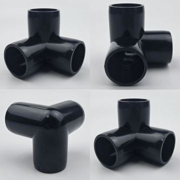 4-Pack 1/2 in. 3-Way Black PVC Elbow Fittings ASTM SCH40 Furniture-Grade Corner Connectors