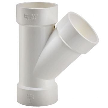 1" DWV WYE Hub Skew Y-Tee PVC Fitting ASTM D2665 NSF