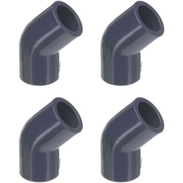 4-Pk 1/2 in. Schedule 80 PVC 45-Degree Elbows High Pressure Pipe Fittings NSF ASTM D2467