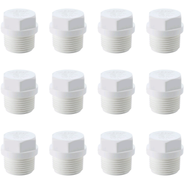 12-Pack 1/2 in. Schedule 40 PVC Male Thread Plugs, NSF/ASTM Pipe Fittings (MNPT) SCH40 ASTM D2466