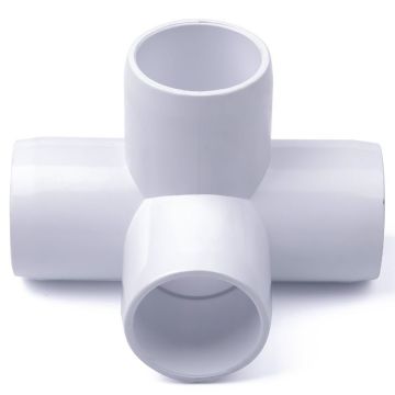 247Garden  1/2 in. PVC 4-Way Elbow+Tee Fitting - ASTM SCH40 Furniture-Grade