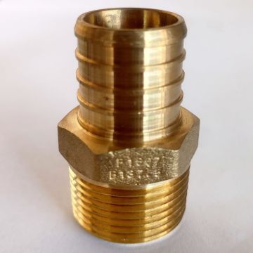 247Garden WDK 1 in. PEX-B Barb x 3/4 in. Male Pipe Thread MPT Adapter (Lead Free DZR Brass NSF-Listed F1807 Crimp Fitting)