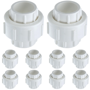 10-Pack 3/4 in. PVC Unions w/ O-Ring Schedule-40 Pipe Fittings Slip/Socket