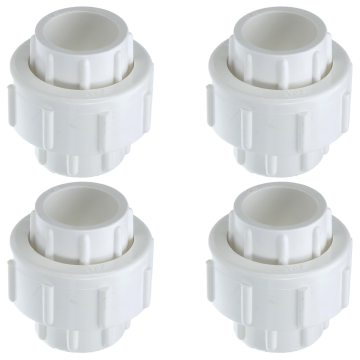 4-Pack 3/4 in. Schedule 40 PVC Unions w/ O-Ring Slip/Socket Pipe Fittings