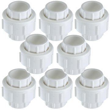 8-Pack 3/4 in. Schedule 40 PVC Unions w/ O-Ring Slip/Socket Pipe Fittings
