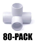 80-Pack 1/2" PVC 4-Way Fittings SCH40 ASTM Furniture-Grade
