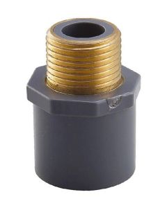 1/2 in. SCH-80 PVC  Male Adapter w/Brass Threaded-Fitting ASTM D2467/D2464 NPT 1/2" MTP, PVC-to-Brass Connector