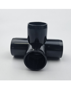 Black 1" PVC 4-Way Elbow Fitting - ASTM SCH40 Furniture-Grade Connector