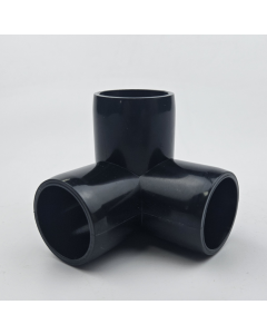 Black 1" PVC 3-Way Elbow/Corner Fitting - ASTM SCH40 Furniture-Grade Connector