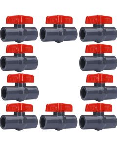 10-Pack 1/2 in. Heavy-Duty PVC Compact Ball Valves Socket-Type for SCH40/SCH80 Pipe Fitting