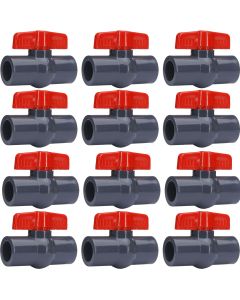 12-Pack 1/2 in. Heavy-Duty PVC Compact Ball Valves Socket-Type for SCH40/SCH80 Pipe Fitting