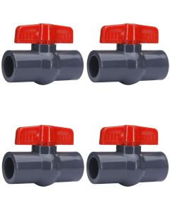 4-Pack 1/2 in. Heavy-Duty PVC Compact Ball Valves Socket-Type for SCH40/SCH80 Pipe Fitting