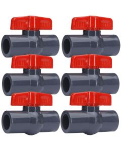 6-Pack 1/2 in. Heavy-Duty PVC Compact Ball Valves Socket-Type for SCH40/SCH80 Pipe Fitting