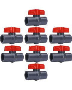 8-Pack 1/2 in. Heavy-Duty PVC Compact Ball Valves Socket-Type for SCH40/SCH80 Pipe Fitting