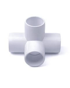 247Garden 1.5 in. PVC 4-Way Elbow+Tee Fitting - ASTM SCH40 Furniture-Grade Connector