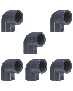 6-Pack 3/4 in. SCH-80 PVC 90-Degree Elbow Fittings NSF ASTM D2467 Slip/Socket