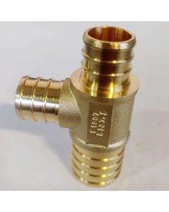 1 x 3/4 x 3/4 in. PEX-B Reducing Tee (Lead Free DZR Brass NSF F1807 PEX Crimp Fitting)