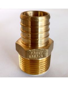 247Garden WDK 1 in. PEX-B Barb x 3/4 in. Male Pipe Thread MPT Adapter (Lead Free DZR Brass NSF-Listed F1807 Crimp Fitting)